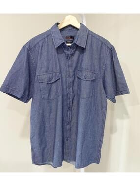 NWT Pierre Cardin Regular Fit Short Sleeve Denim Shirt Sz M